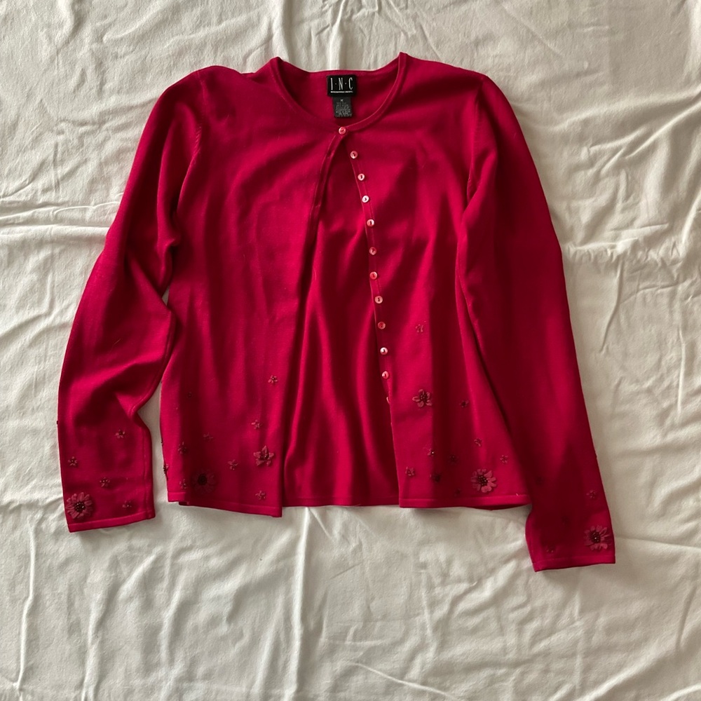 INC International Concepts Pink Button-Up Cardigan